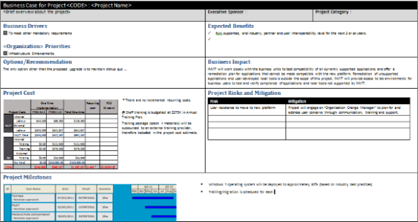 Business Case Document Example