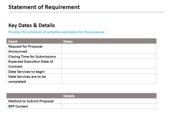 RFP example of Statement of Requirements