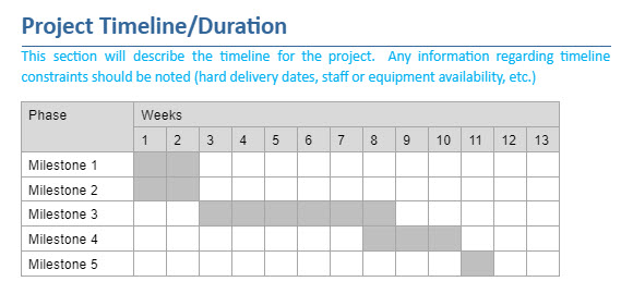 Example of a Statement of Work Timeline 