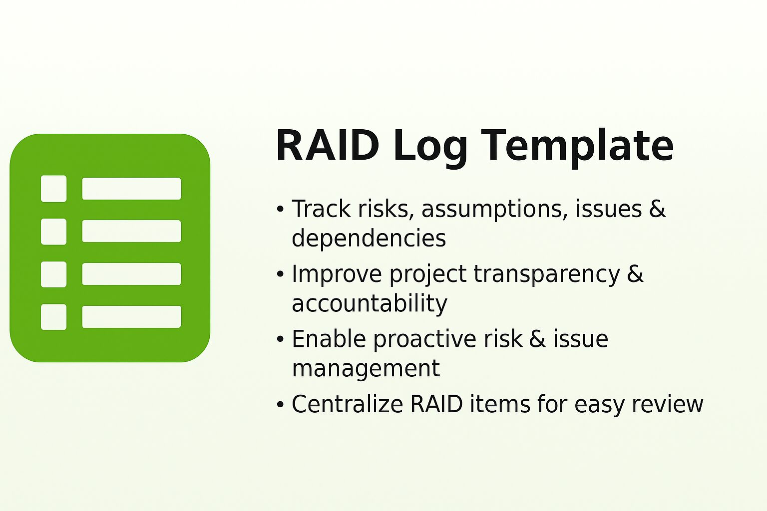 RAID Log Template Preview