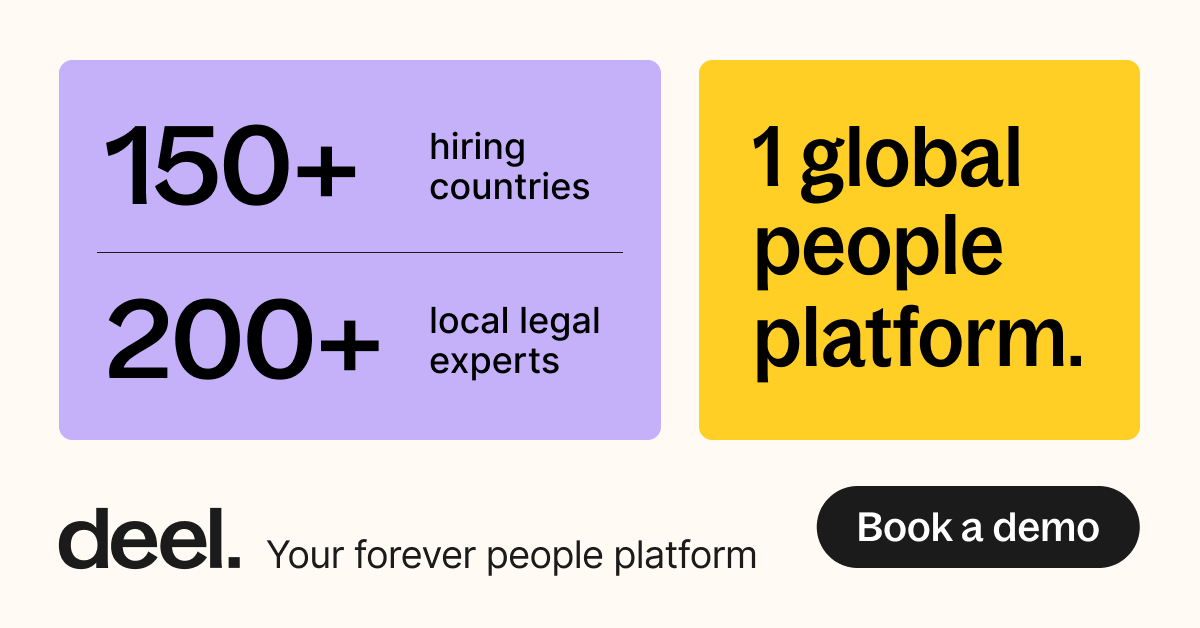 Deel global people platform highlighting hiring countries and local legal expertise