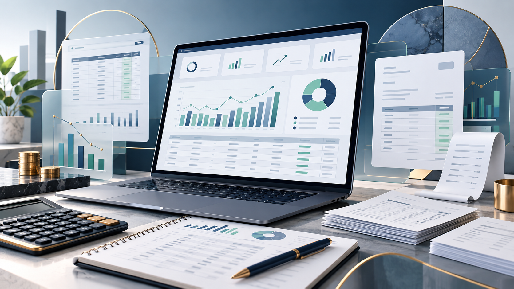 Illustrative Accounting & Finance software workspace and interface