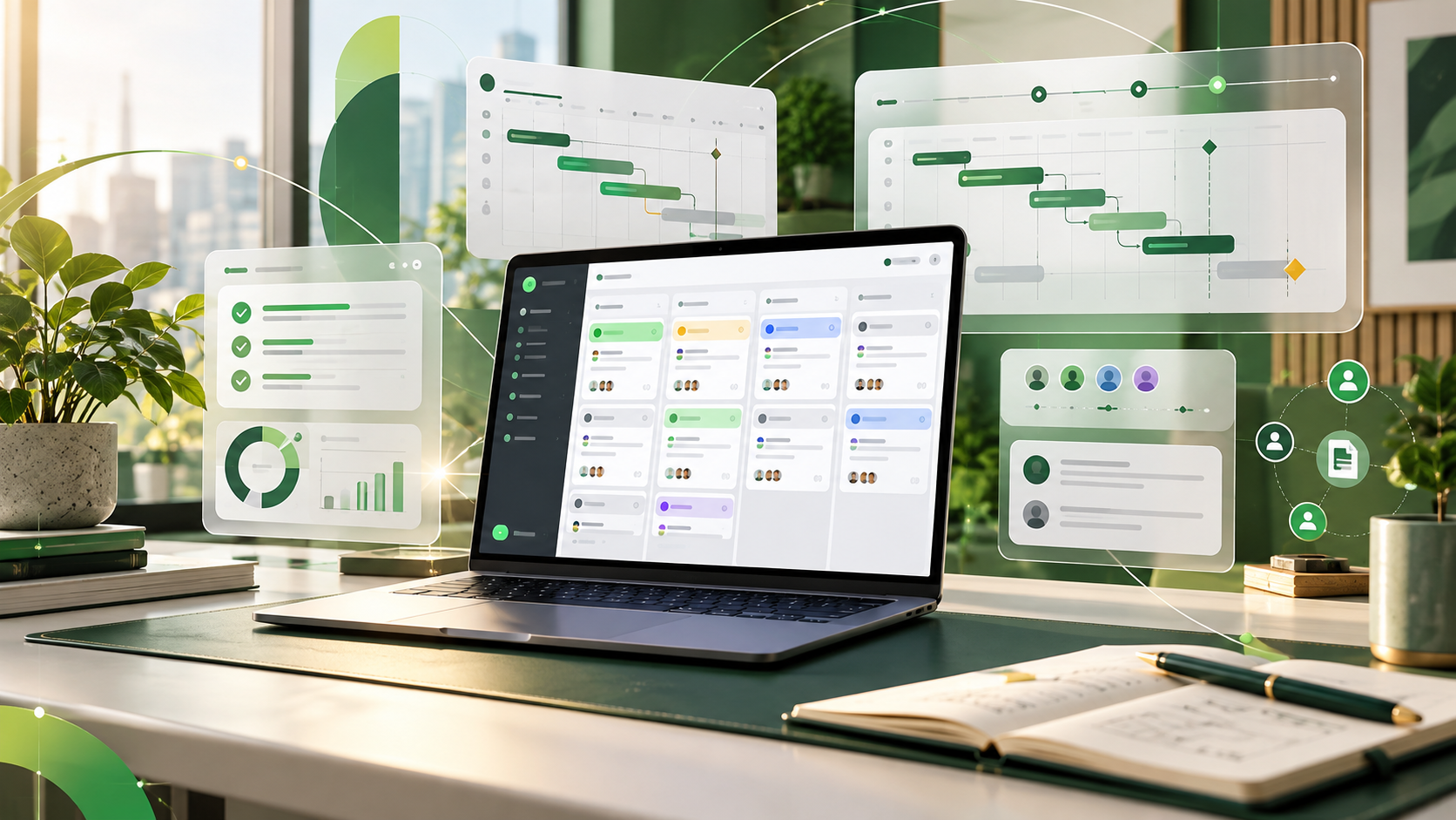 Illustrative Project Management software workspace and interface